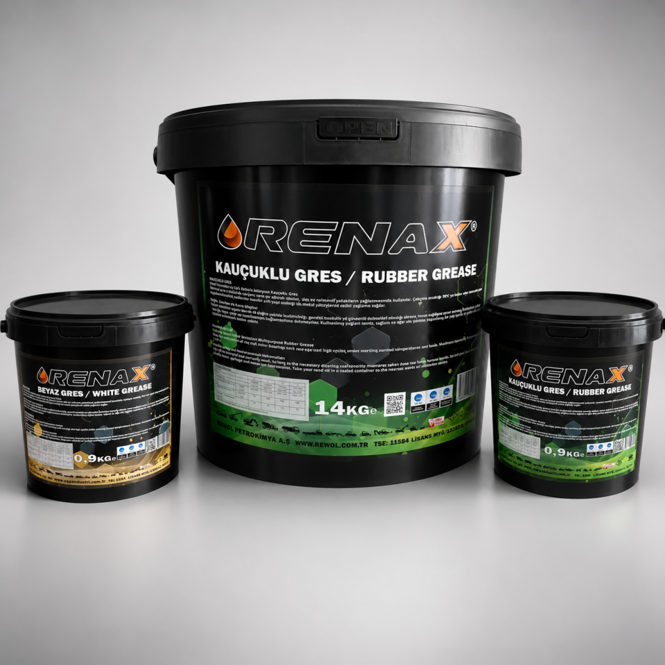 Renax Kauçuklu Gres Seti 14 Kg + 0,9 Kg Beyaz Gres ve 0,9 Kg Kauçuklu Gres